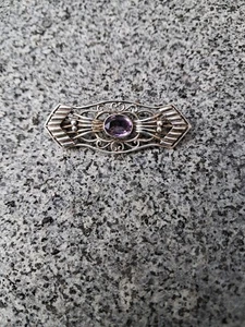 broach pin Silver Amathyst Vintage 23/4 L X 5/8 W - Picture 1 of 5