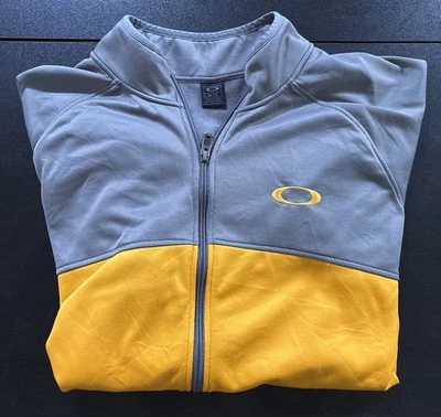 Oakley Suéter Chaqueta Adulto XL Gris Amarillo Cremallera Completa Polar Sudadera Chaqueta Foto 1 de 4