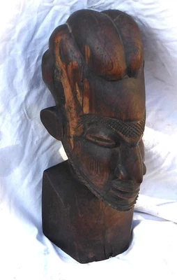 Sculpture tête Africaine , bois , ébène , Art Africain , très lourd      -11- - Photo 1/4