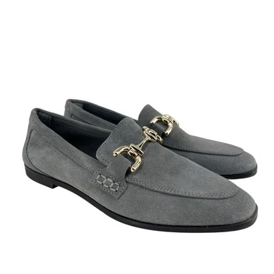 Mocasines Zara Gamuza Gris 36 5.5 Clásico Caballo Bit Minimalista Cápsula Armario Foto 1 de 4