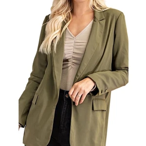 Olive Satin Blazer - Picture 1 of 3