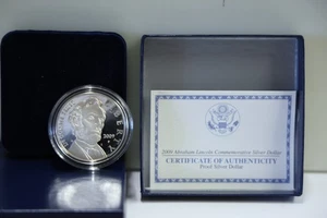 2009-P Abraham Lincoln Commemorative Silver $1 Proof W/Box/COA - Picture 1 of 5