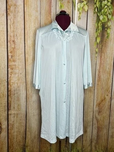 Vintage Vanity Fair Button up Nylon Robe Women’s Size L 38 Blue Lace Gown (NS)c - Bild 1 von 15