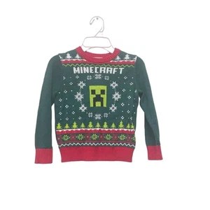 Jumping Beans NWT Boys' 4 Green Knit Minecraft Creeper Ugly Cozy Holiday Sweater - Picture 1 of 3