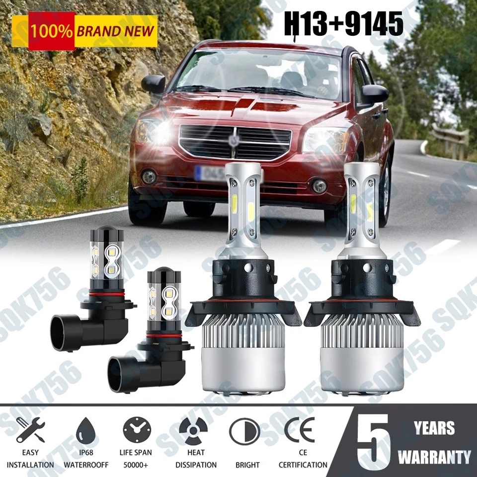 Faro LED alto/bajo para Dodge Caliber 2007-2012 - 6000K H13 + bombillas antiniebla EE. UU. Foto 1 de 4