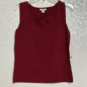 Hampshire Studio Neu mit Etikett Tanktop ärmellos quadratischer Ausschnitt Strick Cabernet rot M - Bild 1 von 4