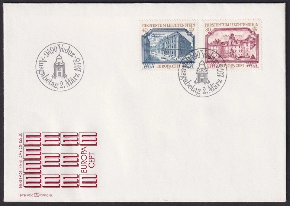 Liechtenstein 1978 (#692/3), Europa CEPT, Architectural Monuments, FDC - Image 1 of 1