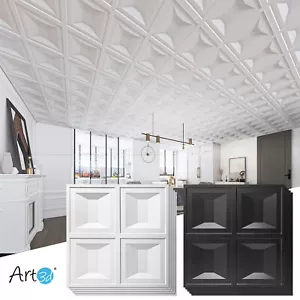 Art3d Drop Deckenfliesen, 2x2 Fuß 12er-Pack PVC Kleben Deckenplatten (48 qm/Etui) - Bild 1 von 23