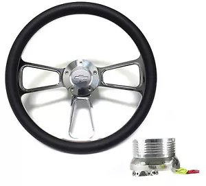 1970 -1973 Chevy C10 Pick Up Truck 14" Black Steering Wheel, Chevy Horn, Adapter - Bild 1 von 24