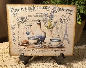 French Cafe, Paris Bakery, Lavender, Eiffel Tower, Handcrafted Plaque / Sign - Picture 1 of 3