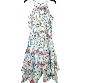 GB girls White Floral 16 Dress Multicolored Flowers Spaghetti Straps Fit & Flare - Picture 1 of 15