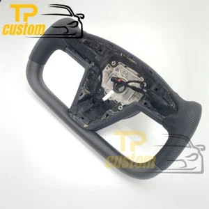 YOKE Shape Matte Carbon Fiber Steering Wheel fit for Tesla Model S 2014-2023 - Picture 1 of 7