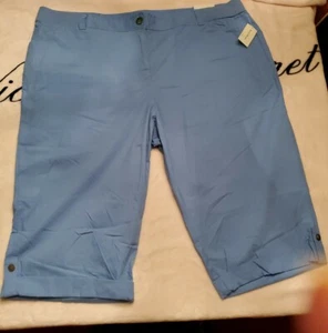 Studio Works Woman Shorts Bermuda Sz 24W Stretch pockets Sky Blue Plus MSRP 48 - Picture 1 of 9