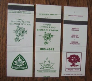 GOLF: MAPLE DOWNS GOLF & COUNTRY CLUB (MAPLE, ONTARIO) (3 SPORTS MATCHBOOKS) F11 - Picture 1 of 1