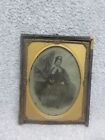 1850's AMBROTYPE  1/4 Plate IN FRAME   PRETTY WOMAN in DRESS or UNIFORM +Jewelry