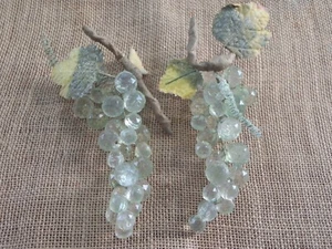 Vintage Lucite Acrylic Faceted Grape Clusters 2 Clear - Picture 1 of 7
