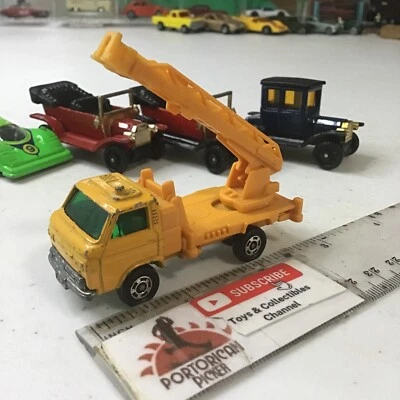Camión grúa cabina Nissan Tomica #87 amarillo años 70 1/64 fundido a presión Japón Foto 1 de 4