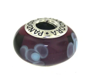 Pandora Murano Glass PURPLE FLOWER FOR YOU CHARM Sterling Silver Item #790643 - Picture 1 of 2