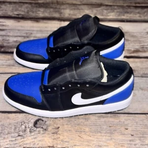 Size 11 - Air Jordan 1 Low Black Royal Toe 553558 042 Mens NEW - Picture 1 of 10