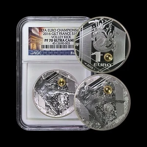 FRANCE. 2016, 10 Euro, Silver - NGC PF70 - Top Pop 🥇 UEFA Euros Soccer Volley ⚽ - Picture 1 of 5