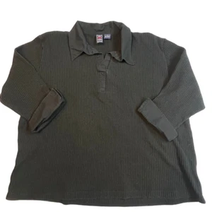 Derek Heart Top Womens 2X Black Y2K Collard Preppy Ribbed Professional Blouse - Bild 1 von 10