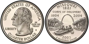 2003-S 25C Missouri 90% SILBER Statehood Quarter DCAM (Proof) Stempelglanz - Bild 1 von 1