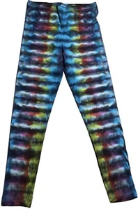 Tie Dye Leggings Women's Large Rainbow Tye Dyed Hippie Cotton Colorful Spiral - Picture 1 of 5