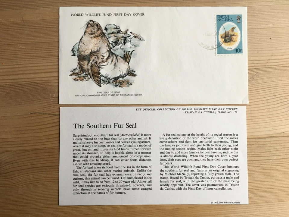 ЮЖНЫЙ МОРСКОЙ КОТИК TRISTAN DA CUNHA 1979 FDC WWF 112 - Изображение 1 из 1