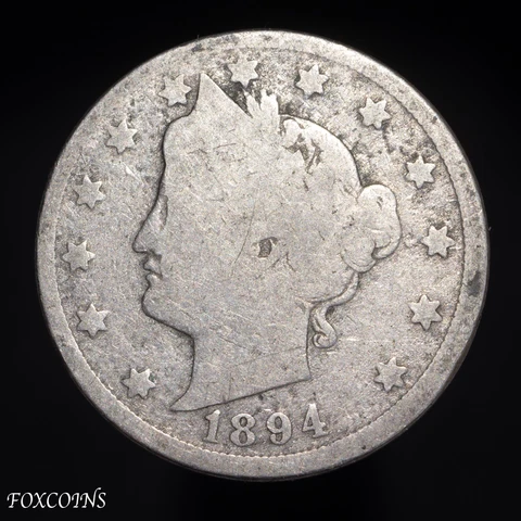 1894 Liberty Head V Nickel 5 Cent Piece  5c US Coin semi KEY date Rare Old Cover