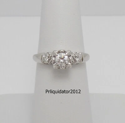 Vintage 1/3CT Natural Diamond Engagement Wedding Bridal Ring 14K White Gold Band - Image 1 of 4