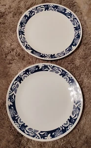 2 x Corelle True Blue Onion Old Town Dinner Plates 10.25 EXCELLENT - Foto 1 di 5