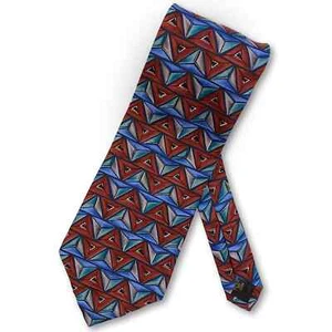 Alexander Julian Colours Geometric Silk Tie Triangles Red Blue Short Wide 4 x 56 - Picture 1 of 2