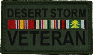 Desert Storm Veteran - 2" x 3" gancho y bucle 2 piezas parche verde OD - Imagen 1 de 1