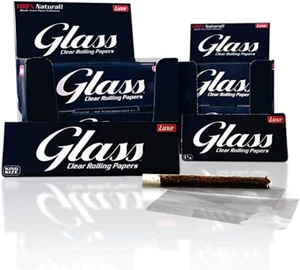 TWO Packs Glass Brand 1-1/4" Clear Cellulose Rolling Papers 100 Leaves Total - Picture 1 of 1