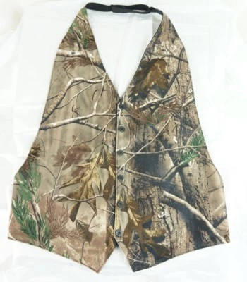 New Realtree AP Camo Reversible to Black Backless Mens Vest Prom Wedding formal  - Image 1 of 3