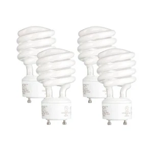 Pack of 4 GU24 23W CFL Light Bulbs 4100K Cool White Energy Saving Spiral Bulbs - Picture 1 of 7