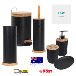 Toilet Essentials 6 in 1 Modern Sleek Black Aesthetic Minimal Tidy Clean Compact - Picture 1 of 3