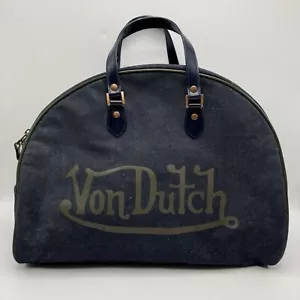 Von Dutch Bowlingtasche Glitzer blau Denim Beuteltasche Seesack Reißverschluss - authentisch - Bild 1 von 13
