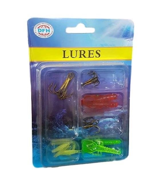 x Set Kit Esche Artificiali Assortite Con Ami Per Pesca Pescare dfh - Immagine 1 di 1