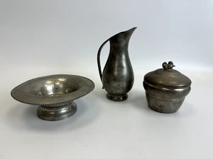 3 Pc Lot Norway * Scandinavian VINTAGE PEWTER * As Is * Vase * Duck Finial - Picture 1 of 7