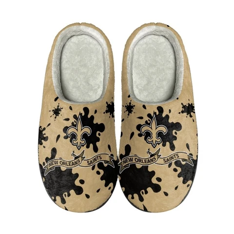 New Orleans Saints Fleece Slippers Unisex Indoor Non-Slip Winter House Shoes Cover
