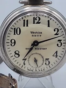 Westclox Scotty Style 3 Wind Pocket Watch 70 90001 No 40005 10" Leather FOB VTG - Picture 1 of 21
