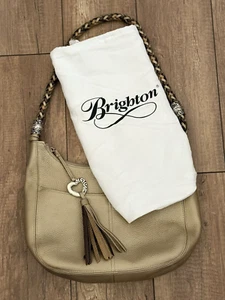 BRIGHTON Barbados Dijon Gold Tone Ziptop Braided Strap Hobo Shoulder Bag - Picture 1 of 17
