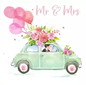 P712# 3 x tovaglioli di carta singoli per decoupage matrimonio fiori auto con palloncini - Foto 1 di 9