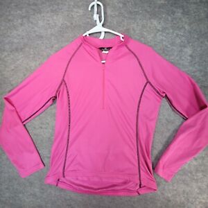 Canari Women's Cycling Jersey Pink Mock Neck Long Sleeve Shirt Pocke Size M