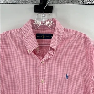 Ralph Lauren Men's Seersucker SS Button Down Shirt - Pink/White - Medium - Picture 1 of 4