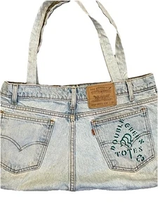 Vintage Levi’s 505 Orange Tab Light Wash Jeans Denim Purse Tote Bag - Picture 1 of 14