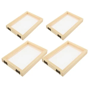  4pcs Wooden Mesh Screen Frame For Paper Crafts Deckle Mold For Diy Papermaking - Picture 1 of 12
