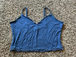 Victoria Secret Sleep Camisole Cropped XL Blue Lace EUC - Picture 1 of 9