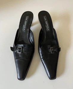 Scarpe da donna Via Spiga 7,5 in pelle nera con fibbia a punta Made Italy - Foto 1 di 13